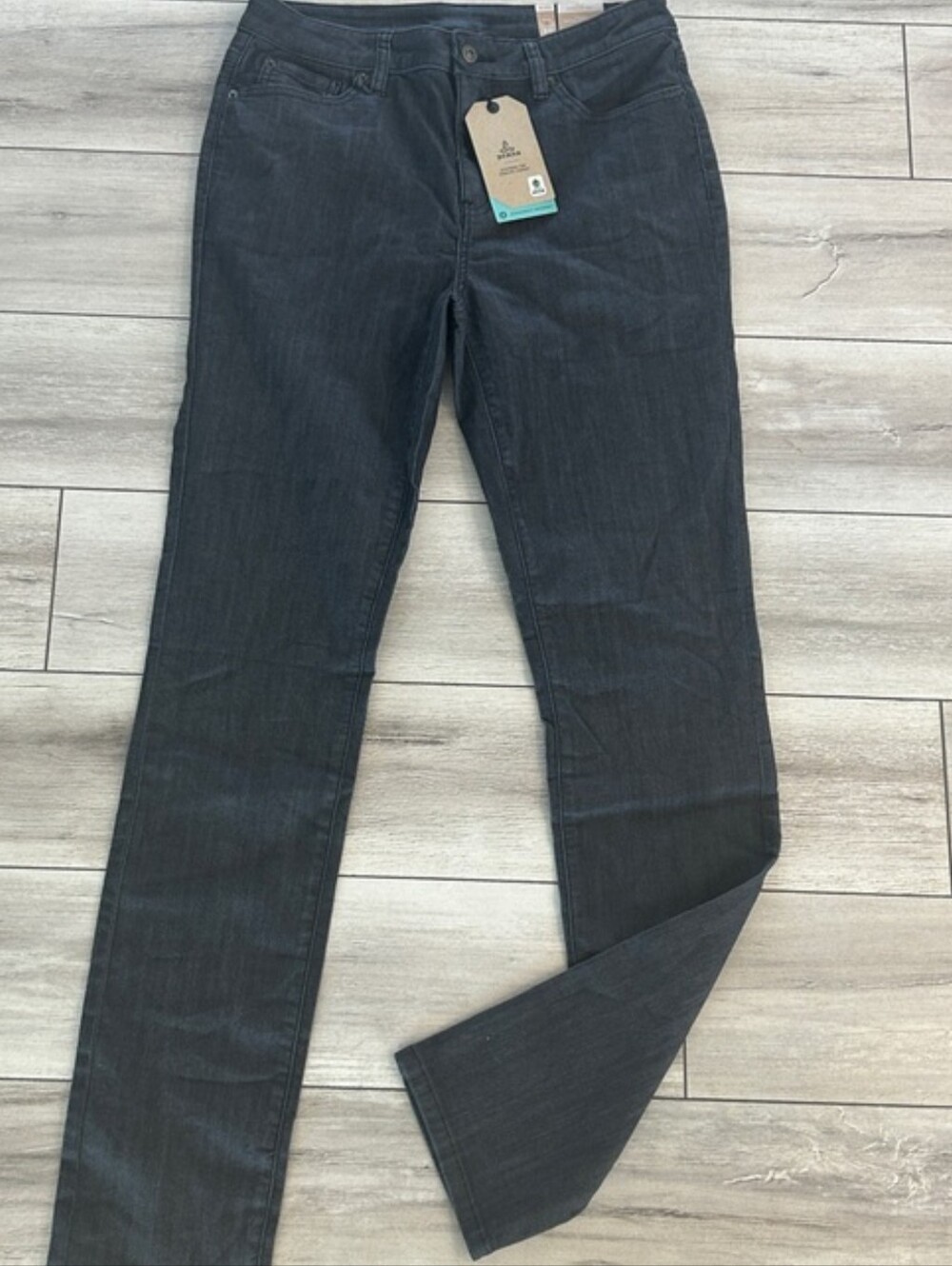 Prana Kayla High Rise Grey Skinny Jeans size 10 long TALL 15.5x34 NWT
